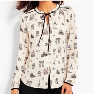 Talbots A Day in Paris Black and White Blouse size 1X